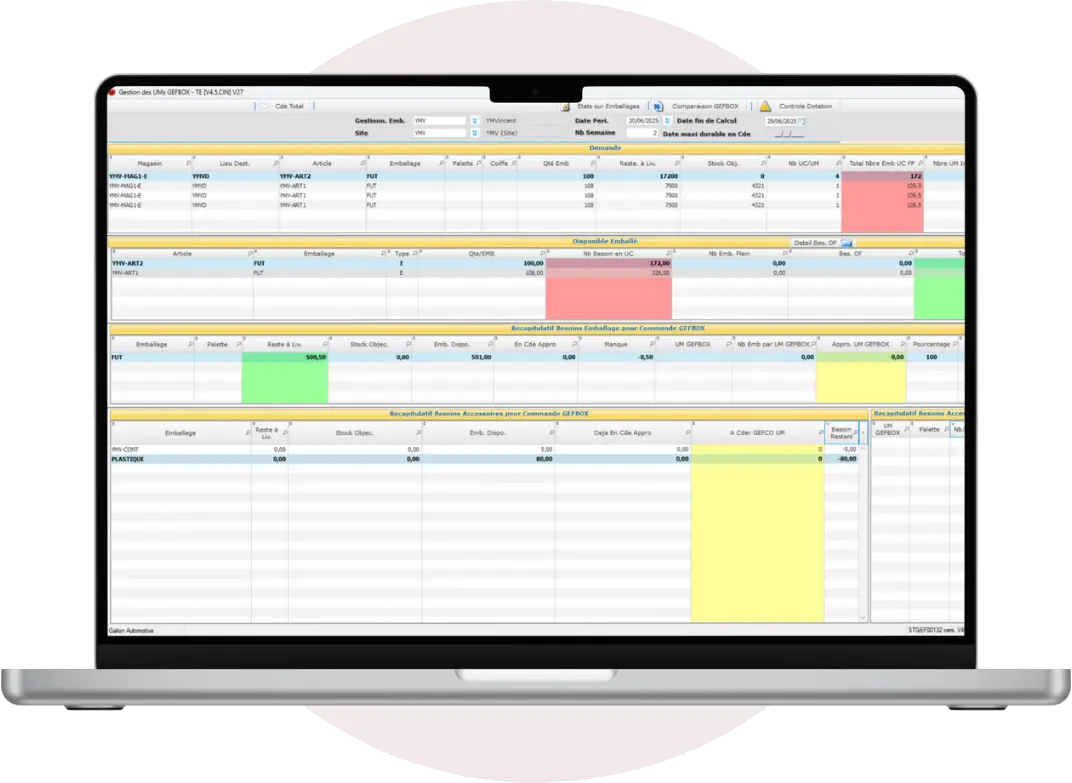 Gestion des UMs - ERP EMBALLAGE