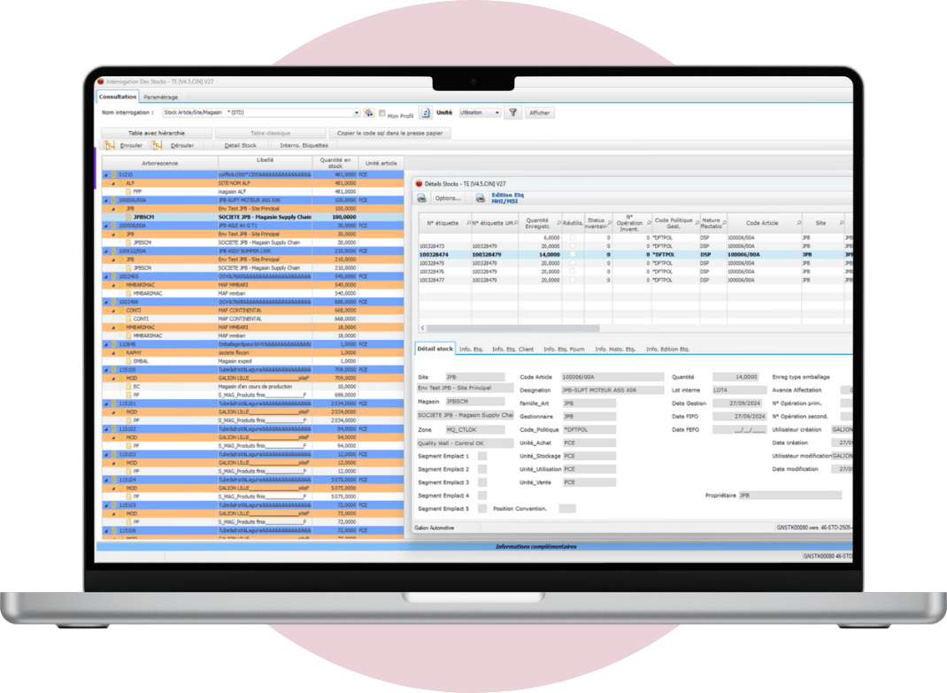Interrogation des stocks - ERP STOCKS